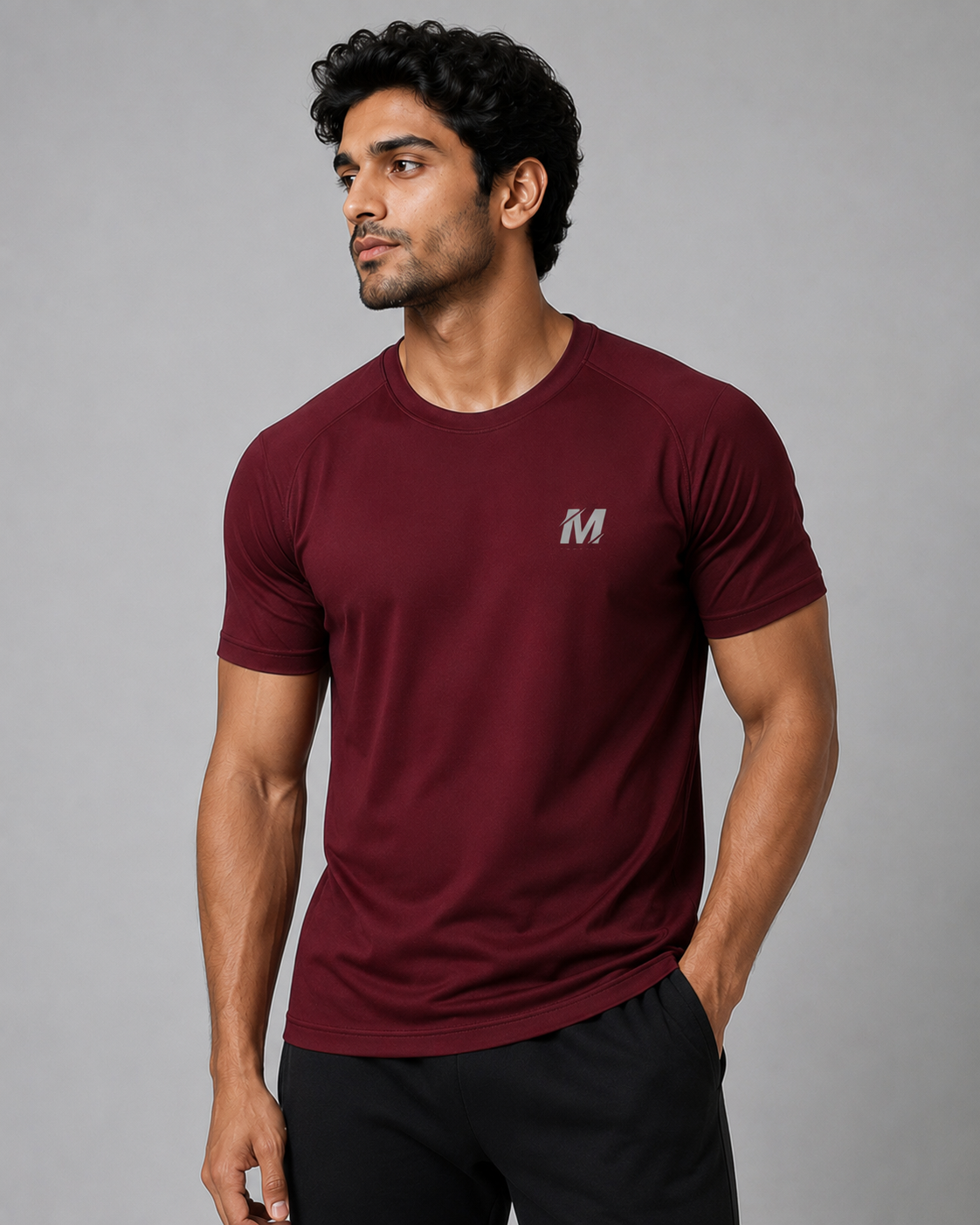 Maroon Dri-Fit T-shirt Meerina By Hinshah