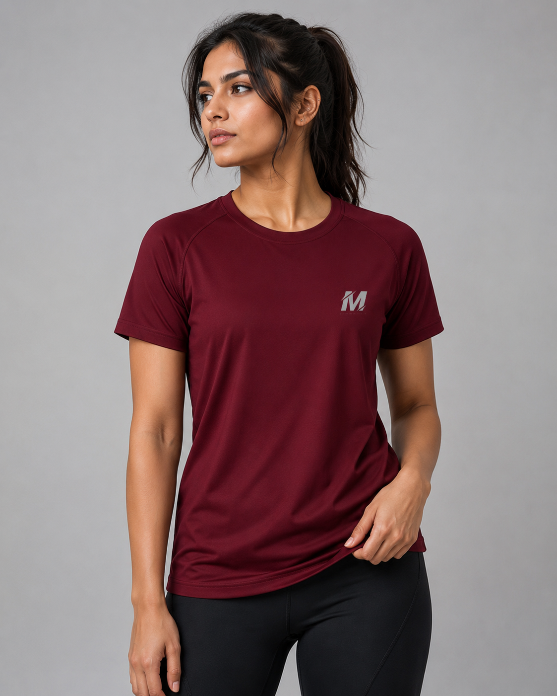 Maroon Dri-Fit T-shirt Meerina By Hinshah